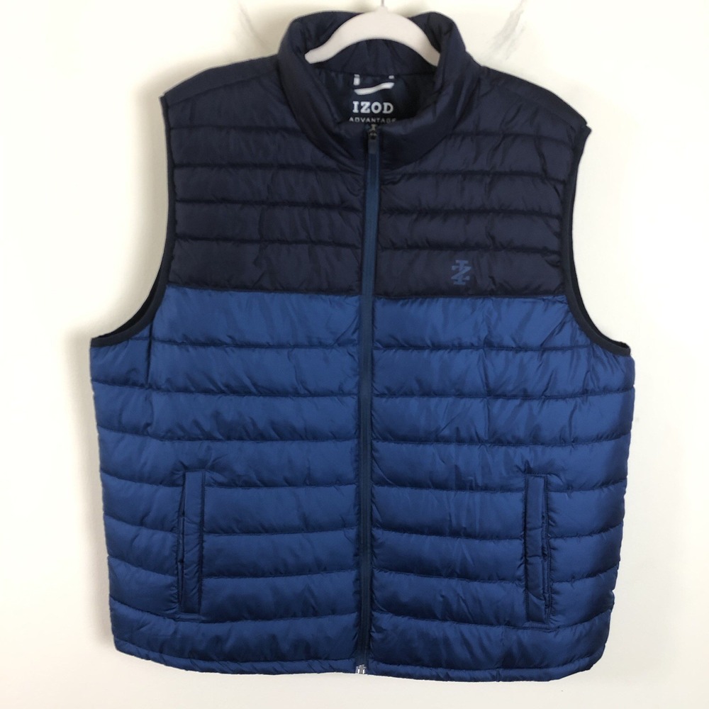 IZOD Advantage Performance Full Zip Puffer Vest Jacket Men's Sz XL Navy Blue